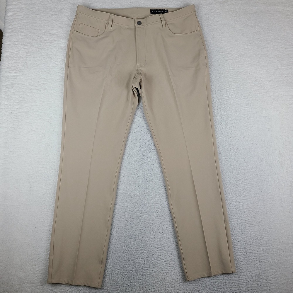 DUNNING Pants Mens 38x32 Beige Straight Leg Performance Preppy Tech Golf